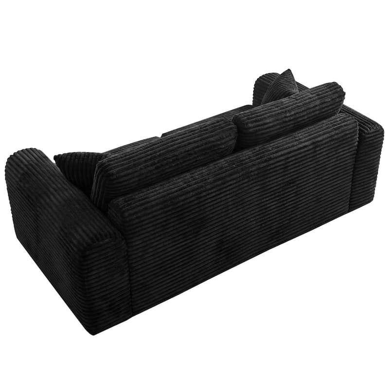 86.6" 3-Seater Corduroy Sofa with Pillows, No Assembly Required
