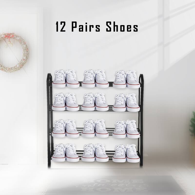 4-Tier Stackable Shoe Rack, Sturdy Shelf Storage for Bedroom, Entryway, Hallway, and Closet