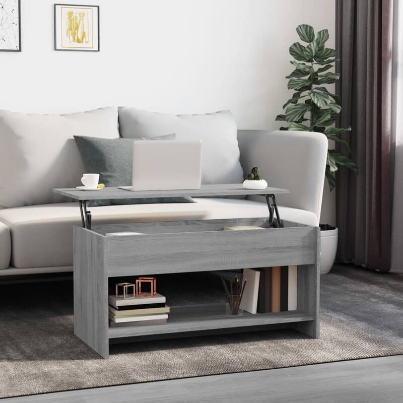 vidaXL Coffee Table Lift Top End Table Accent Side Sofa Table Engineered Wood - 40.2" x 19.7" x 20.7" - Gray sonoma