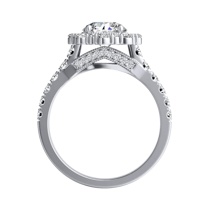 Auriya 14k Gold Vintage Moissanite Halo Engagement Ring 1 3/4ctw