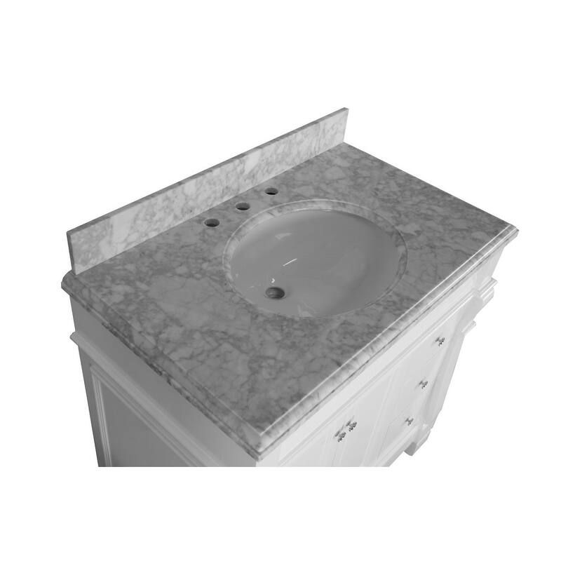 KitchenBathCollection Westminster 36" Bathroom Vanity with Carrara Marble Top