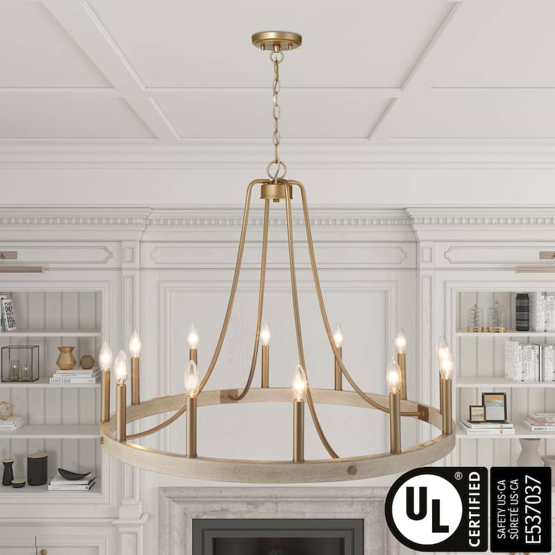 Acroma 12-light Farmhouse Modern Wagon Wheel Chandelier - N/A