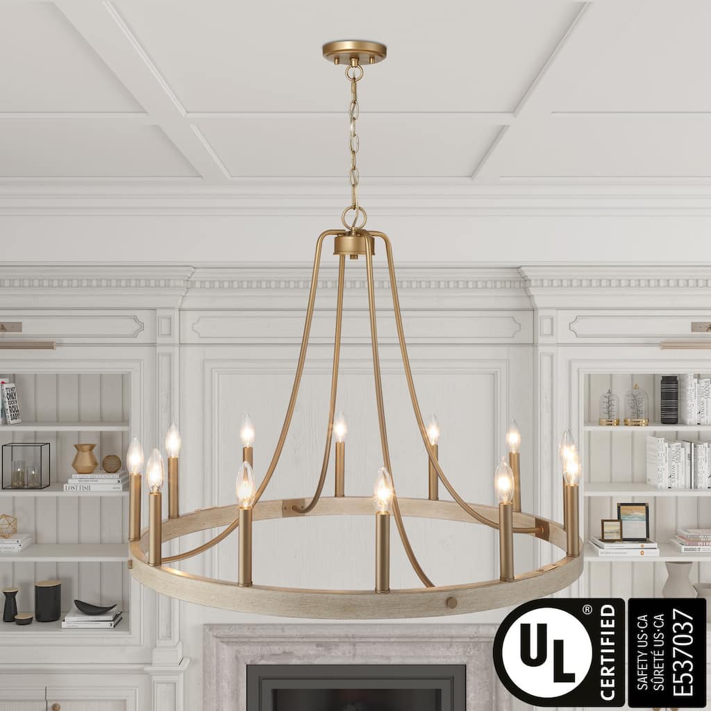 Acroma 12-light Farmhouse Modern Wagon Wheel Chandelier - N/A