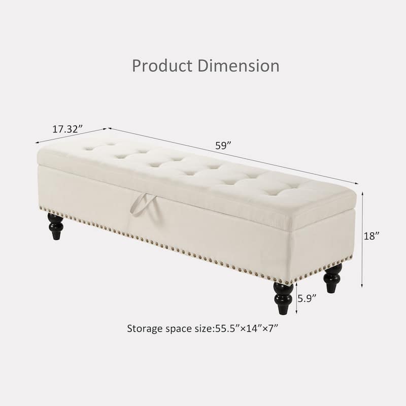 59" Bed Bench with Storage