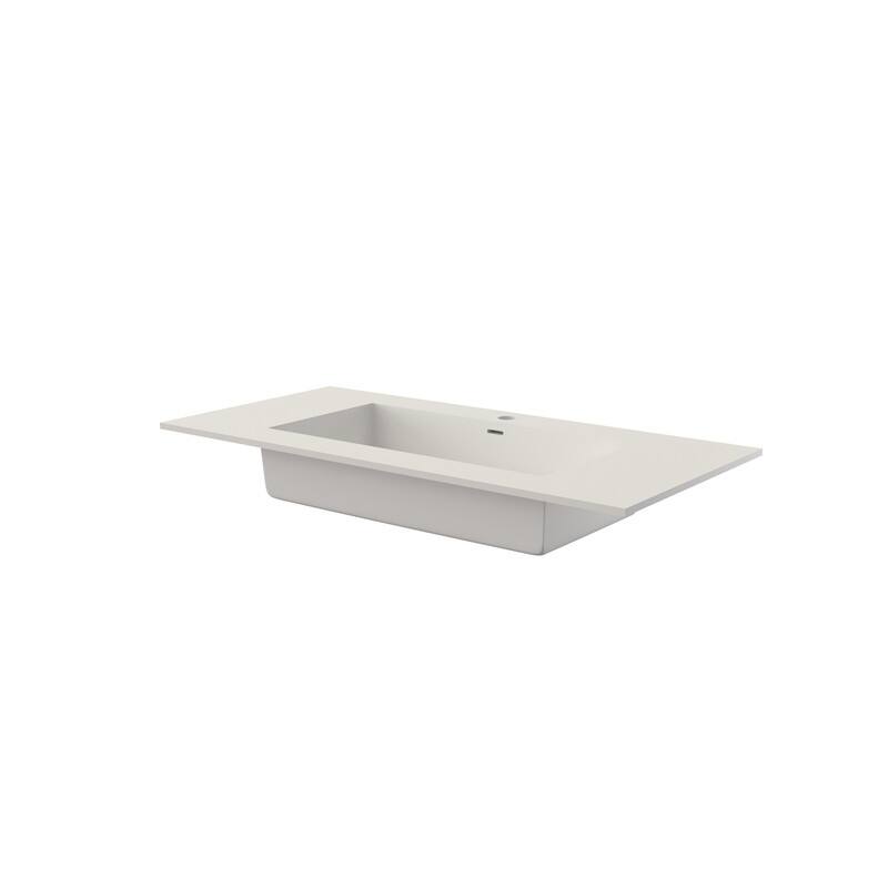 MEDUNJESS 39" Bathroom Sink Solid Surface Bathroom Vessel Sink - 40''