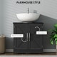 preview thumbnail 19 of 32, HOMCOM Pedestal Sink Storage Cabinet, Farmhouse Freestanding Bathroom Sink Cabinet with 2 Barn Doors and Adjustable Shelf, White