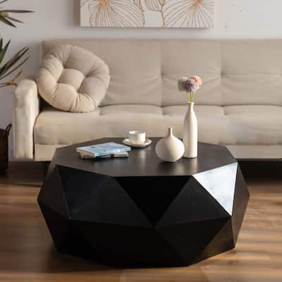 38" Retro Style Coffee Table with Unique Embossed Pattern Design