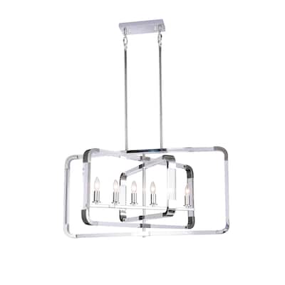 Chrome Metal Rectangular Ceiling Fixture