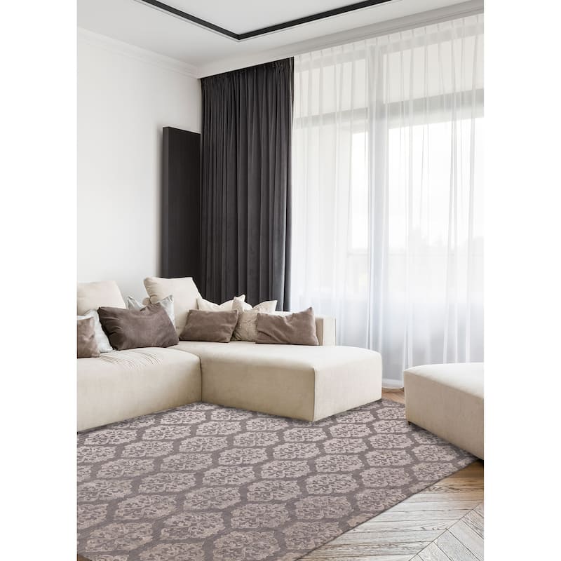 ECARPETGALLERY Hand Loomed Elysian Dark Grey Viscose, Wool Rug - 8'4 x 11'7