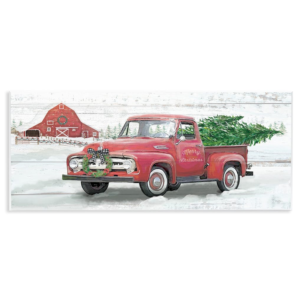 Stupell Christmas Truck on Snowy Farm Wall Plaque Art Design By Mollie B.
