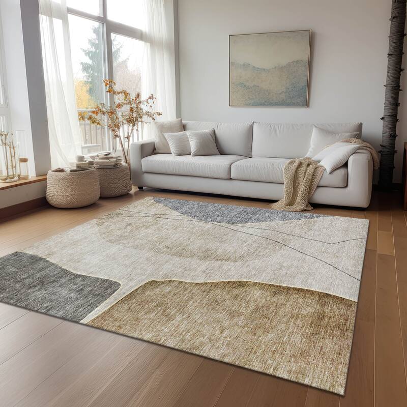 Machine Washable Indoor/ Outdoor Chantille Modern Abstract Rug