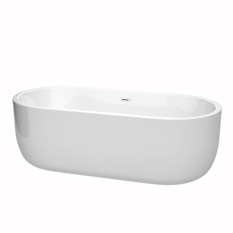 Wyndham Collection Juliette 71" Free Standing Acrylic Soaking Tub with - White / Shiny White Trim