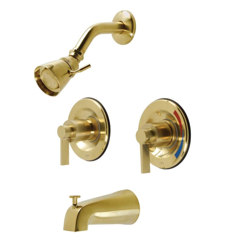 NuvoFusion Two-Handle Tub and Shower Faucet with Volume Control - Brushed Brass