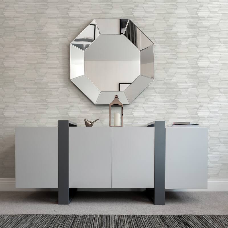 A-Street Prints Jabari Light Grey Geometric Faux Grasscloth Wallpaper