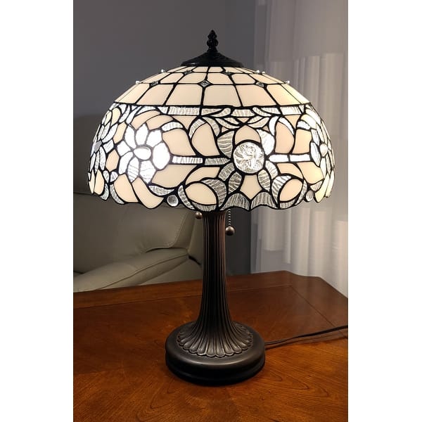 Tiffany Style White Table Lamp 24 Inches Tall Am316tl16b Amora Lighting Overstock 21946254