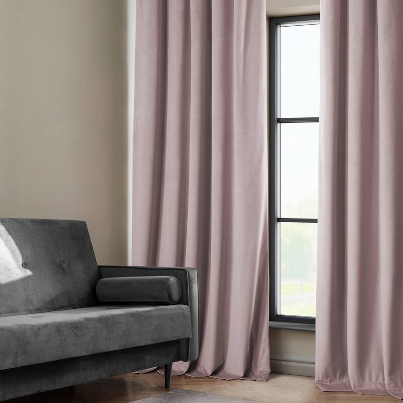 Exclusive Fabrics Heritage Plush Velvet Room Darkening Curtains (1 Panel) Luxury Velvet Curtains for Bedroom & Living Room. - 50 X 84 - Mauve