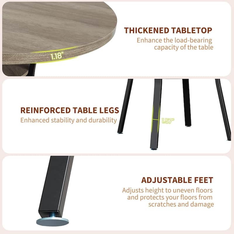 47" Round Kitchen Dining Table with Storage Shelf for Kitchen, Living Room (Table Only)