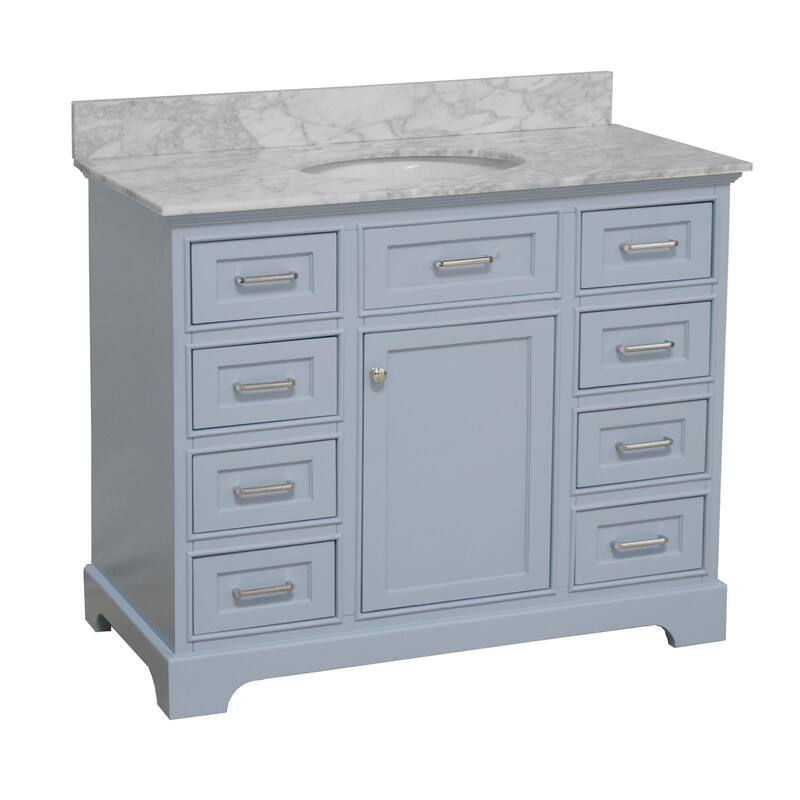 KitchenBathCollection Aria 42" Bathroom Vanity with Carrara Marble Top