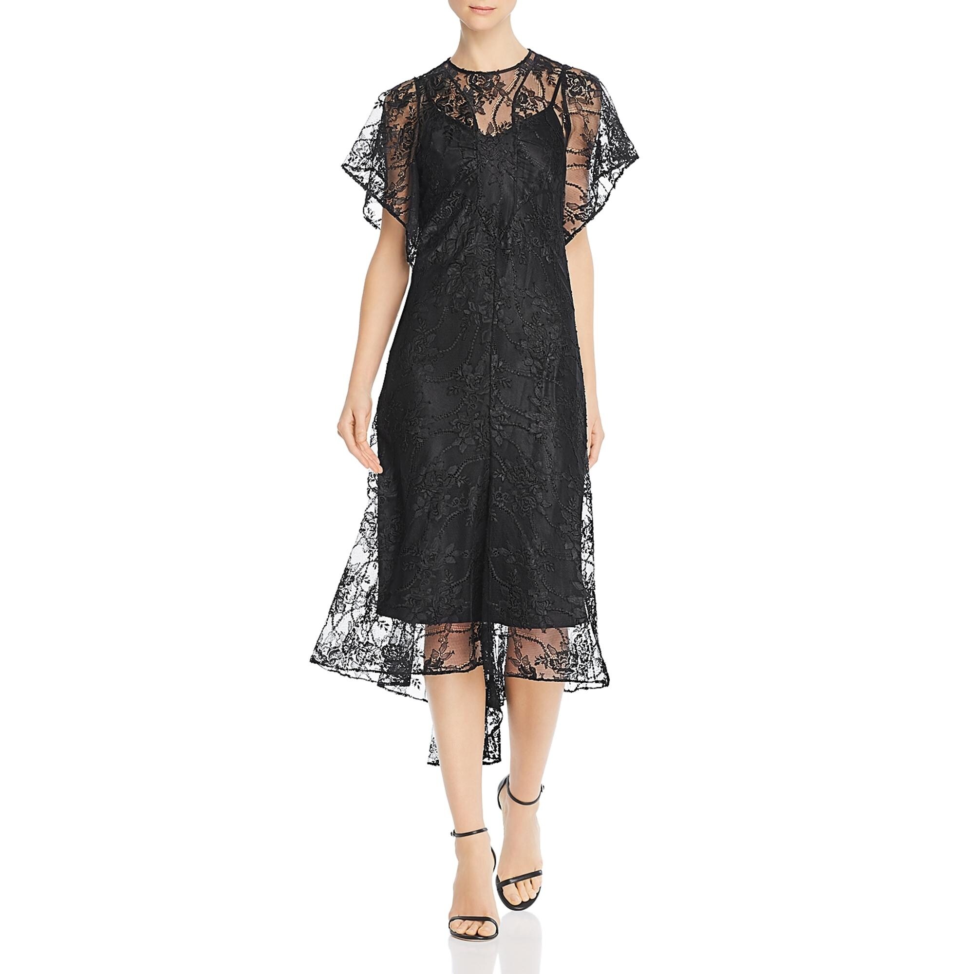black lace layered dress