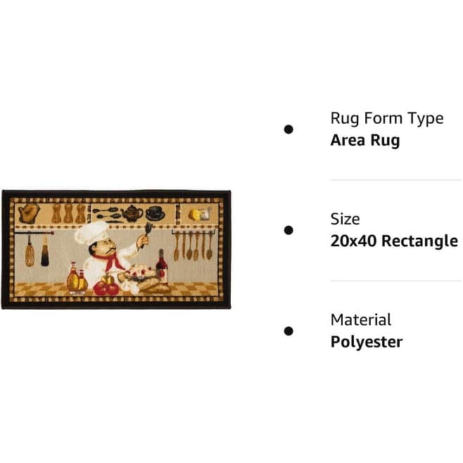 Kashi Home Kitchen Rug, Printed Durable Non Slip Floor Mat, Pretty Farmhouse Design