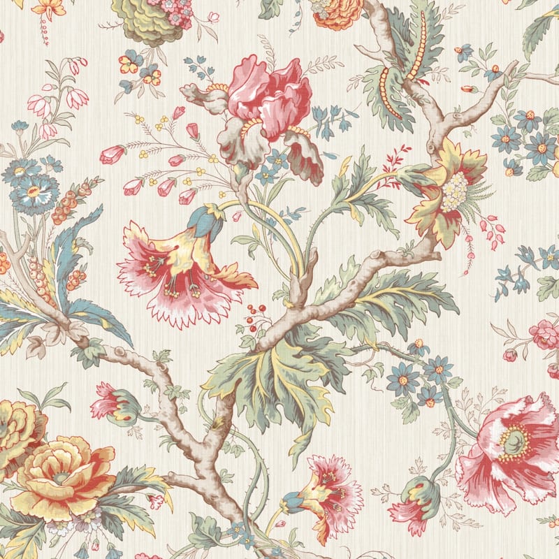 Seabrook Designs Amy Jacobean Floral Unpasted Wallpaper