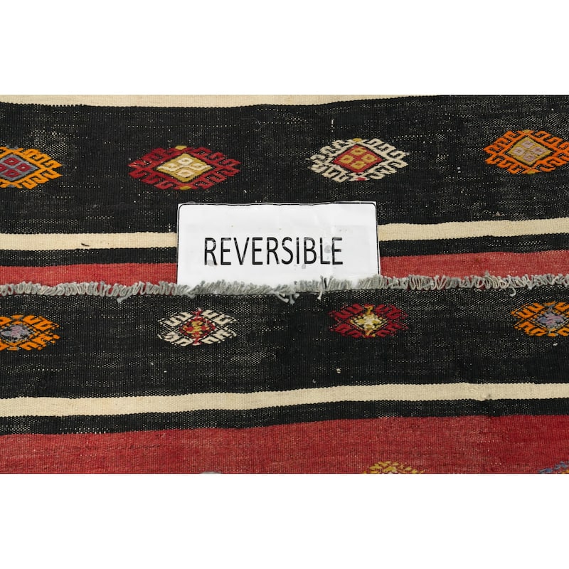 Hand Woven Oriental 100% Wool Carpet Southwestern Tribal Coral Kilim Area Rug - 9' 2'' X 5' 7''