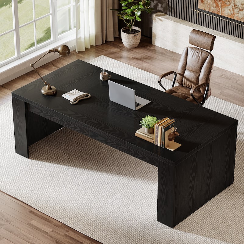 70.9" Wood Computer Desk, Executive Office Desk, Home Office Writing Workstation Business Accent Desk