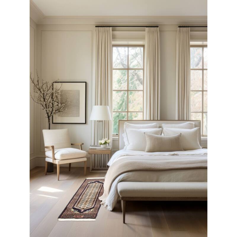 ECARPETGALLERY Hand-knotted Finest Peshawar Bokhara Light Khaki Wool Rug - 1'1 x 3'0