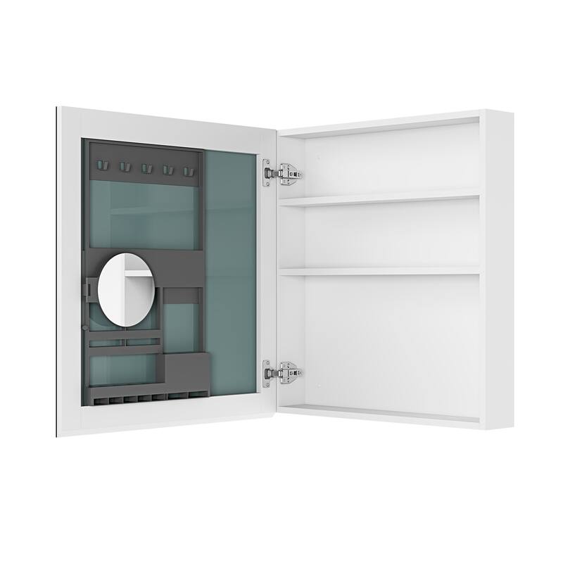 Topcraft Frameless Mirrored Medicine Cabinet in White - 24'' W x 26''H Left Opening Door
