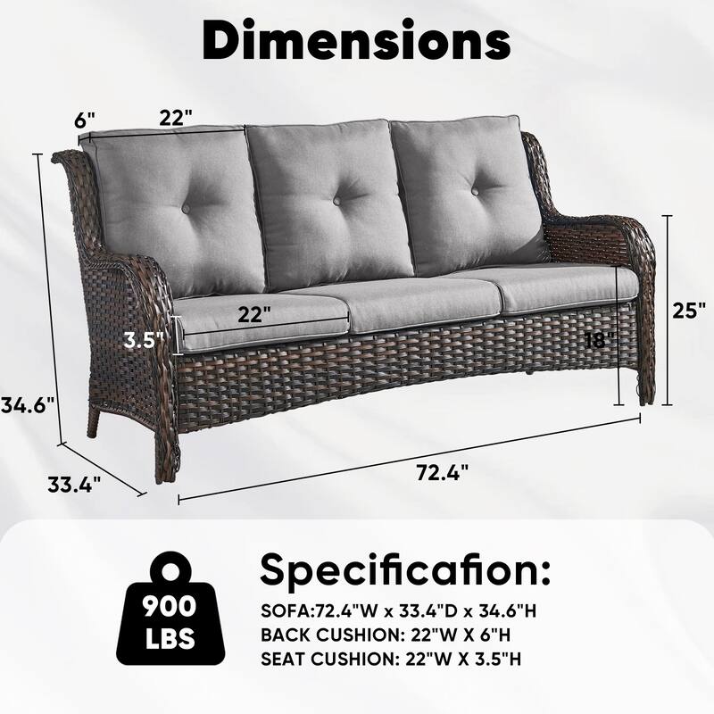 Outdoor Patio Sofa & All-Weather Rattan Sofa