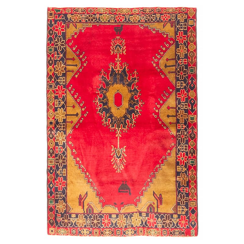 Teimani Red Rug 3'4" x 5'1" - 3'4 x 5'1 - Red - 3'4 x 5'1