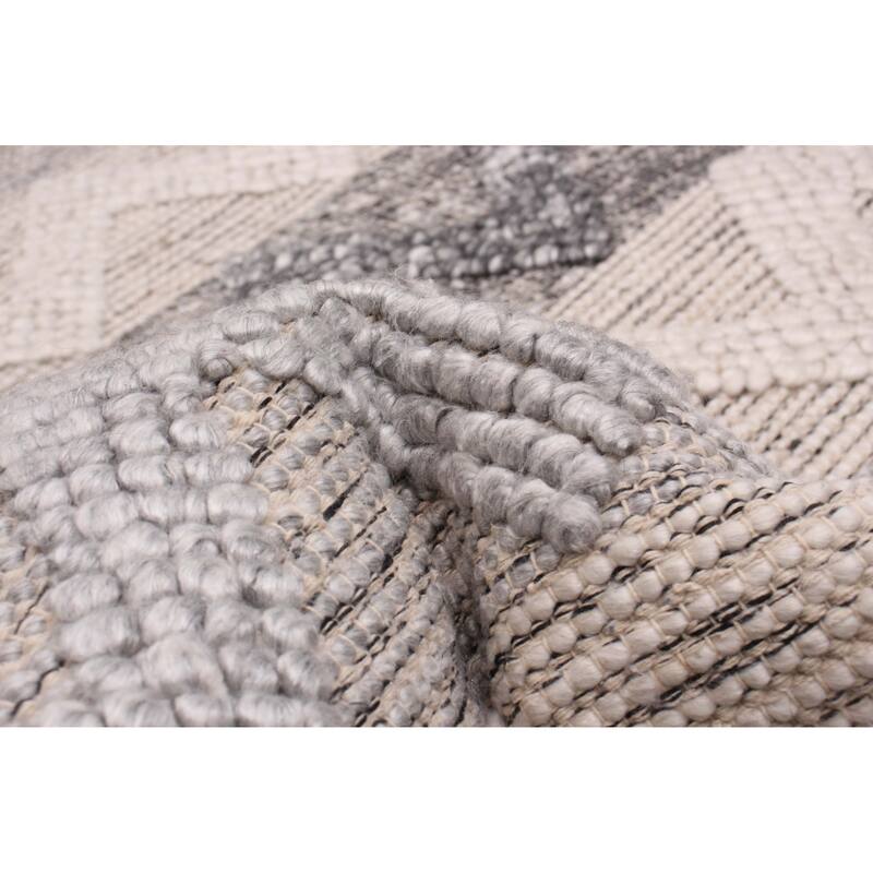 ECARPETGALLERY Braid weave Sienna Grey Wool Rug - 5'2 x 7'8