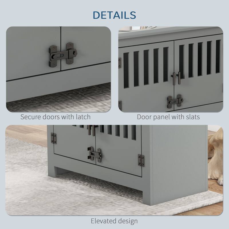 PawHut Large Elevated Dog Bowls with Storage Cabinet Containing 37L Capacity, Pet Food Bowl Dog Feeding Station