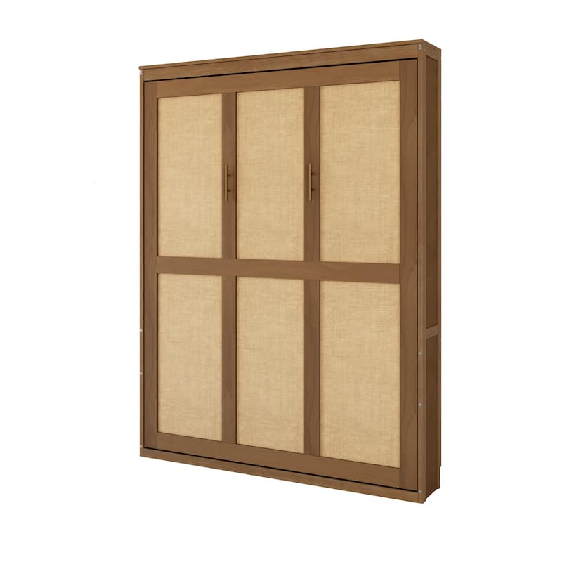 Foldable Bed Convert Cube Cabinet Rattan Murphy Bed Space-Saving Bed