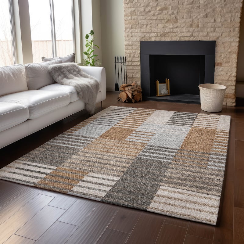 Premium Washable Super Soft Geo Stripe Mayfield Rug