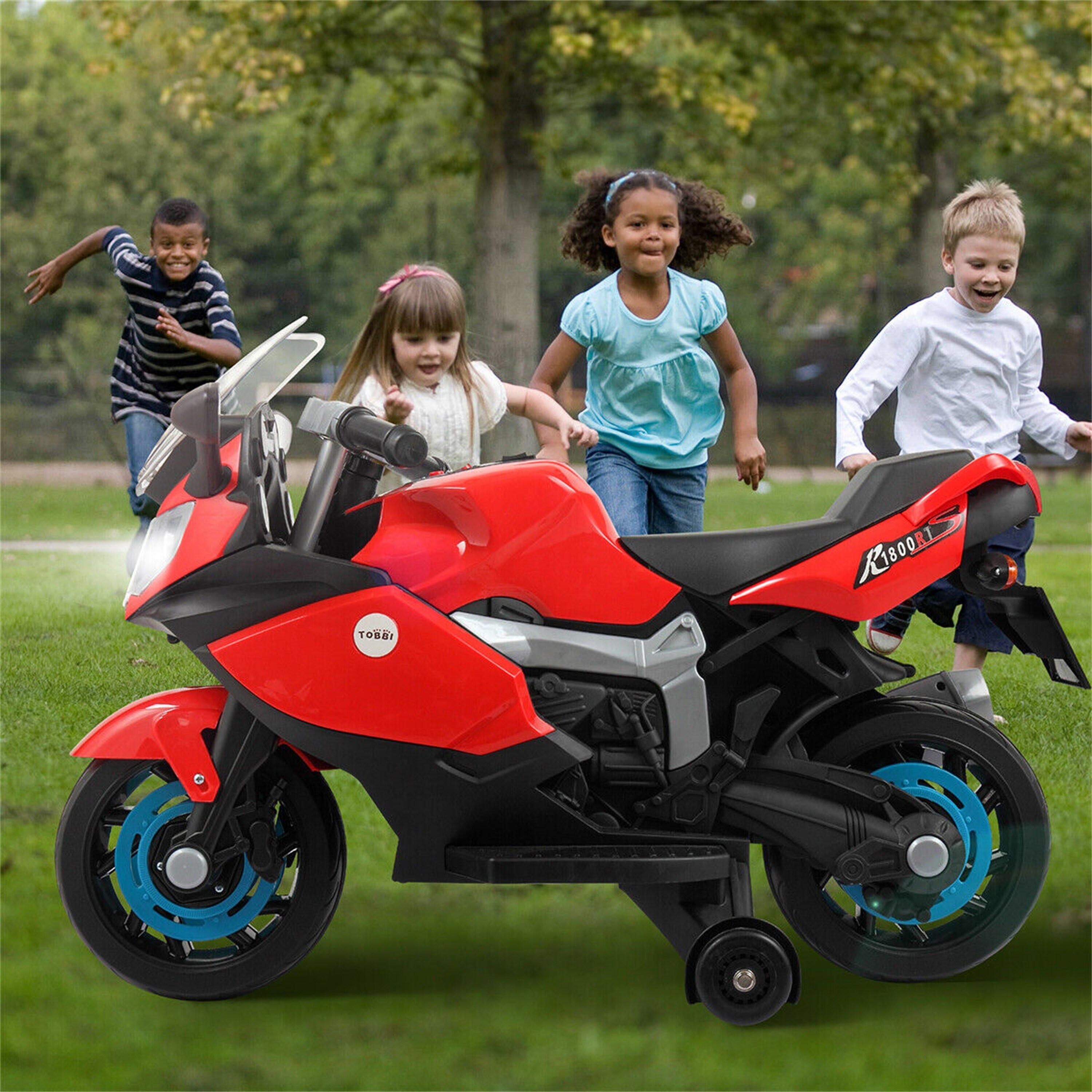 kids electric motorcycle with training wheels