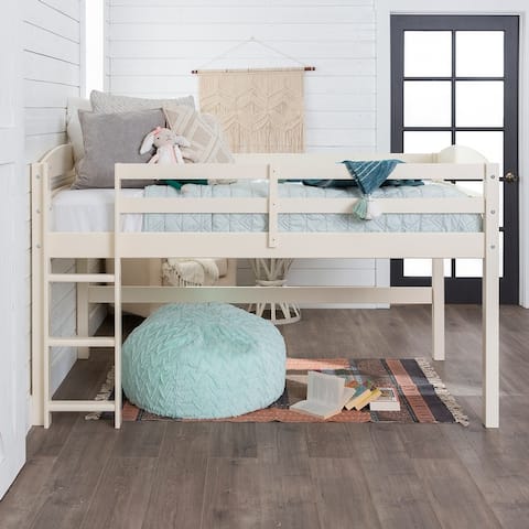 Middlebrook Solid Wood Twin Size Low Loft Bed with Ladder