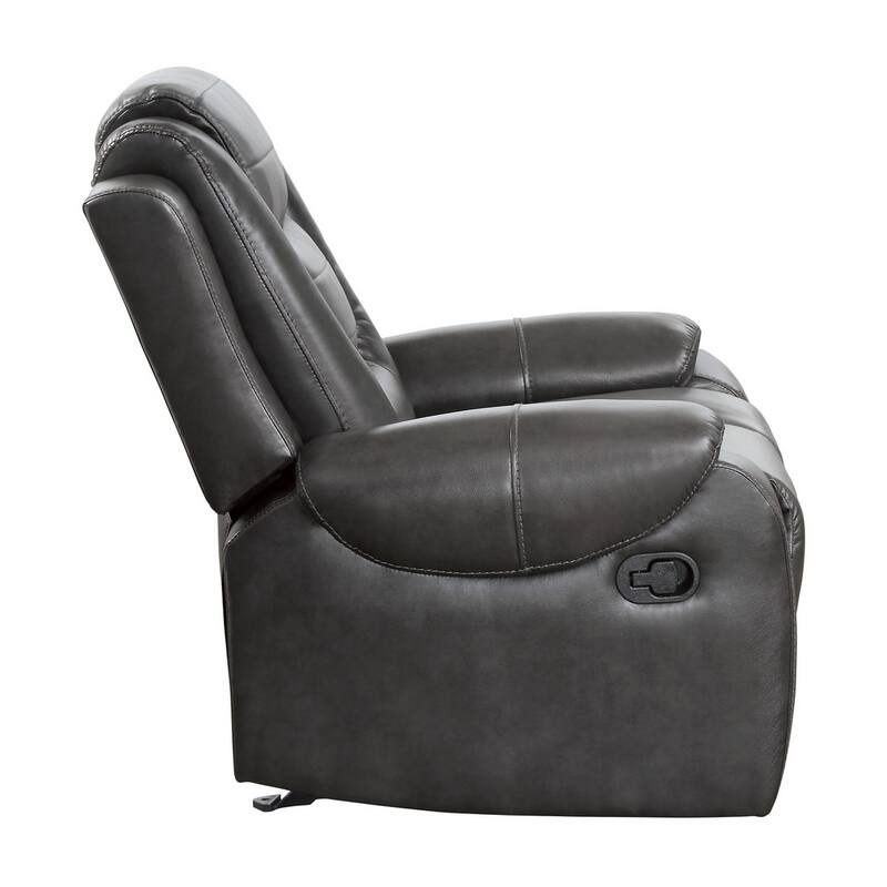 Istro 39 Inch Glider Manual Recliner Chair, 2 Tone Gray Faux Leather