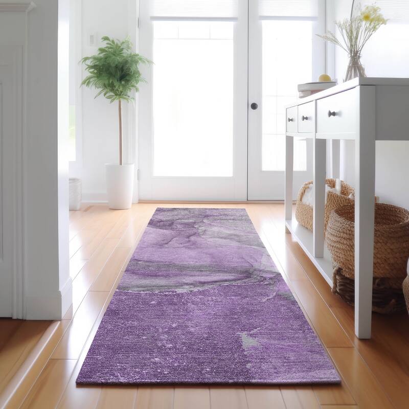 Premium Washable Super Soft Contemporary Mayfield Rug - Lilac - 2' 3" x 7' 6" - Runner