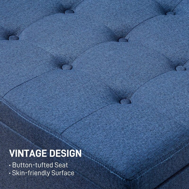 Round Storage Ottoman Bench, Button Tufted Ottoman with Flip Top