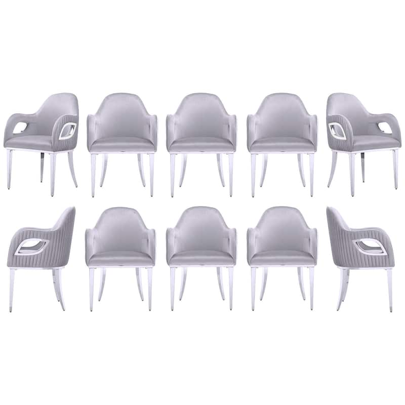 Gray Velvet Dining Armchairs with Stainless steel Legs