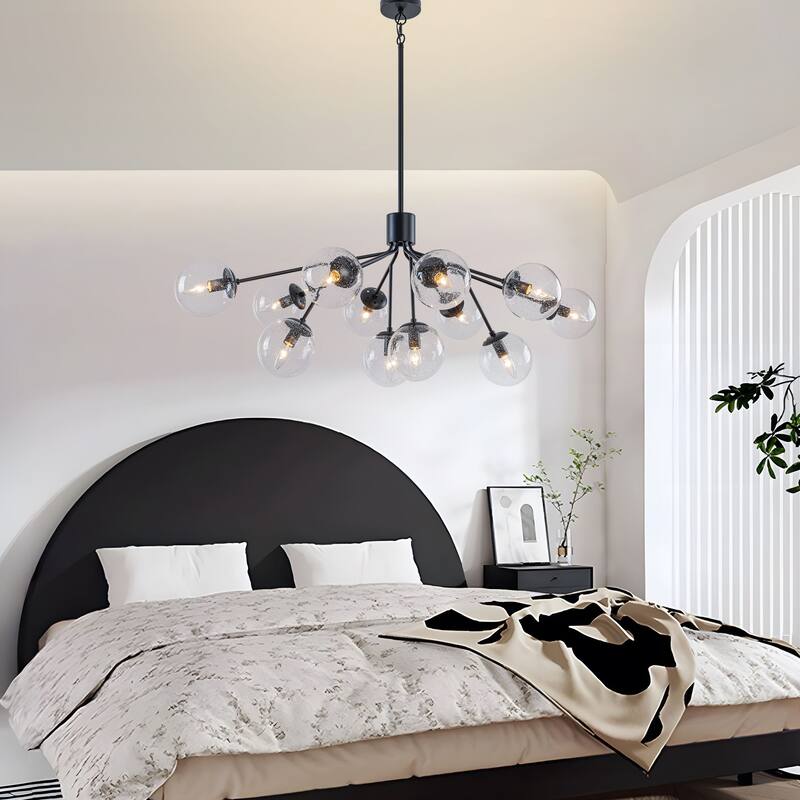 Starsky 12-Light Clear Bubble Glass Chandelier for Dining Room, Entryway, Living Room, Kitchen Island