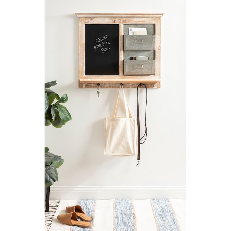 Kate and Laurel Idamae Wood Framed Chalkboard Wall Organizer - 28x25