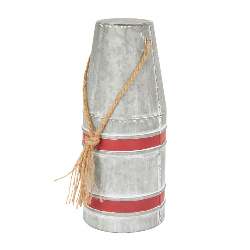 Gray or White Metal Striped Buoy Sculpture with Rope Handles (Set of 3)