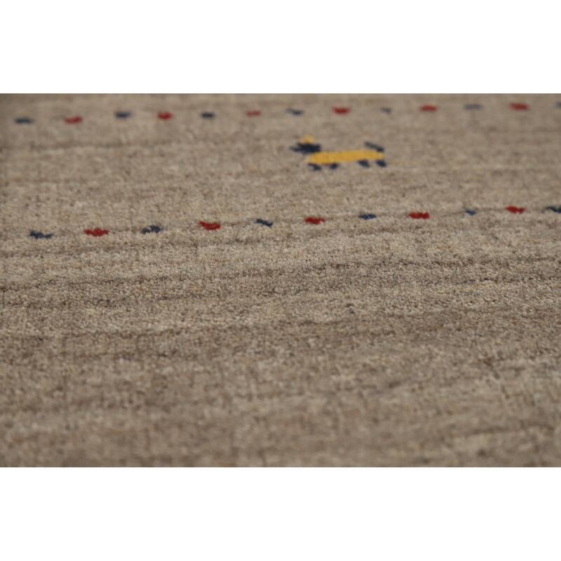 Hand Knotted Oriental 100% Wool Carpet Tribal Animal Pictorial Beige & Ivories Gabbeh Area Rug - 7' 9'' X 5' 1''
