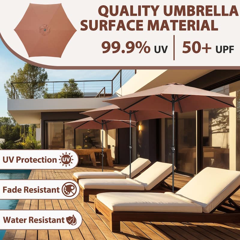 9FT Patio Umbrella with Base Included Outdoor Umbrella with Tilt and Crank