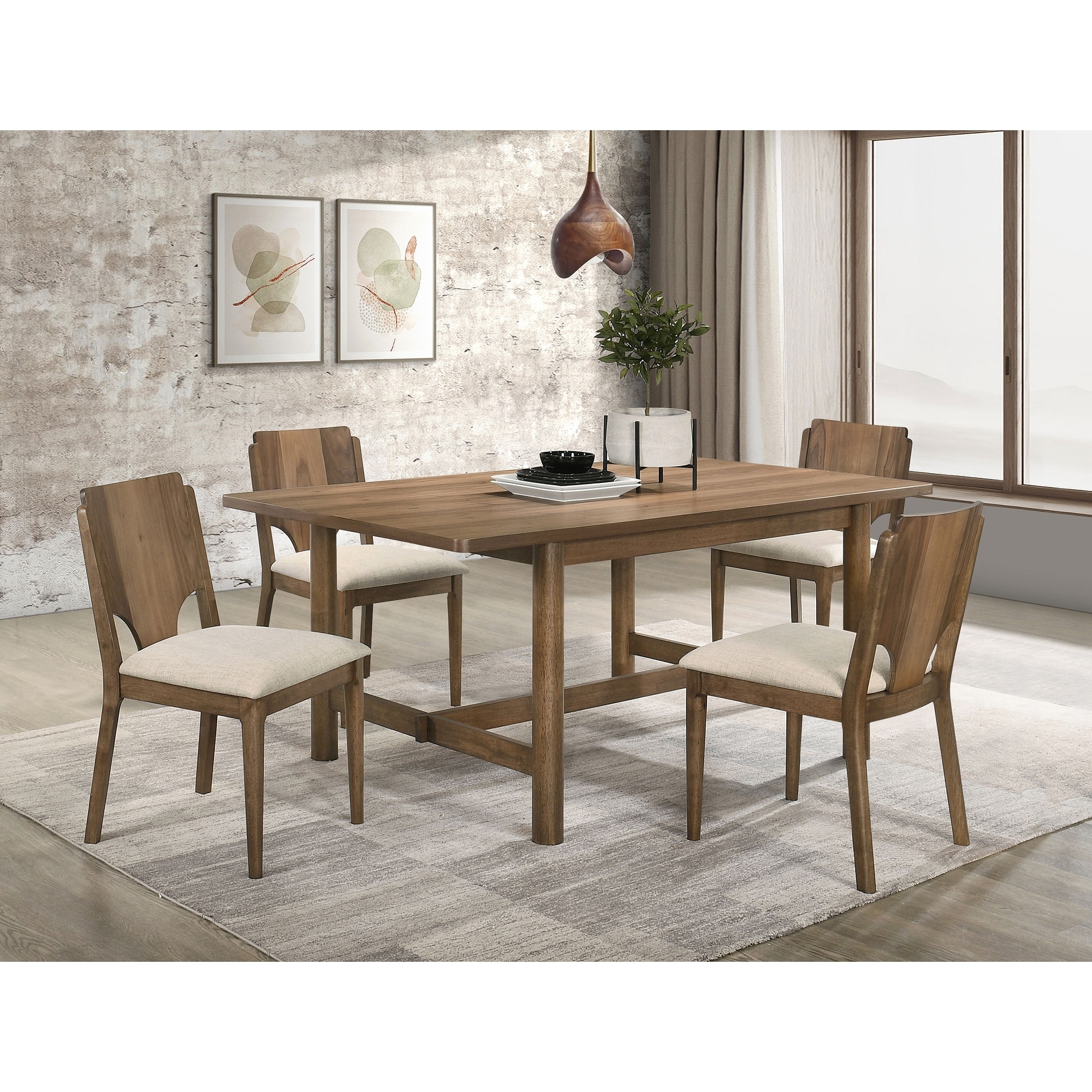 Crestmore Rectangular Dining Table Set Walnut