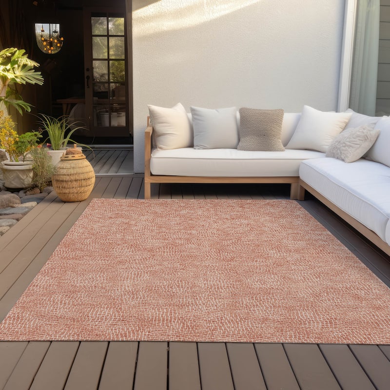 Machine Washable Indoor/ Outdoor Solid Modern Chantille Rug