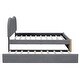 preview thumbnail 11 of 20, Twin Size Sofa Platform Bed Frame with Twin Size Trundle Bed, Cashew Nut Shape Upholstered Headboard Wood Supporting Feet