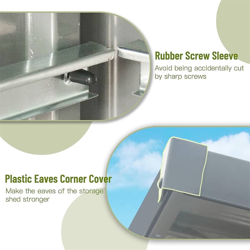 Outdoor Storage Shed with Vents & Lockable Double Doors, Sloping Roof